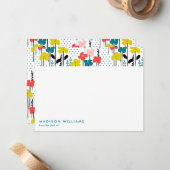 Minimale bloemen Stijlvolle Trendy Modern Note Kaa Notitiekaartje (Voorkant / Achterkant in situ)