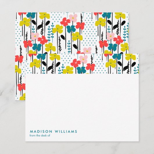 Minimale bloemen Stijlvolle Trendy Modern Note Kaa Notitiekaartje (Voorkant / Achterkant)