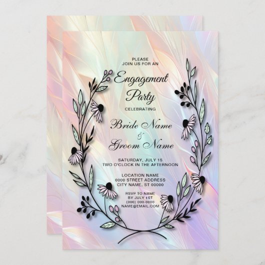 Minimale bloemen verlovingsuitnodiging kaart (Voorkant / Achterkant)