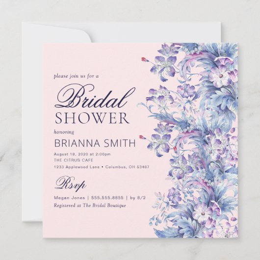 Minimale bloemenbruidsdouche uitnodiging (Voorkant)