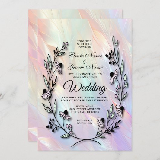 Minimale bloemenbruiloft uitnodiging (Voorkant / Achterkant)