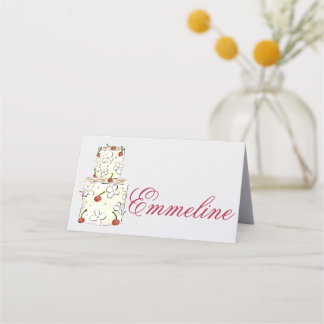 Minimale bloemencake gevouwen plaatskaart plaatskaartje