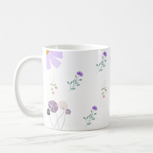 Minimale bloemencoffee witte mok (Links)
