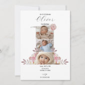 Minimale bloemenfoto eerste verjaardag uitnodiging (Voorkant)