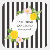 Minimale bloemengrond krans Schoonheidssalon Gestr Vierkante Sticker (Voorkant)