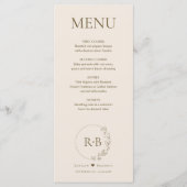 Minimale bloemenkrans aardetoon monogram bruiloft menu (Voorkant)
