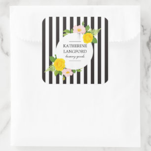 Minimale bloemenkrans Schoonheidssalon Gestreept Vierkante Sticker