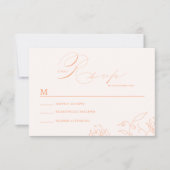 Minimale Bloemenlijn Art Bruiloft RSVP Kaartje (Voorkant)