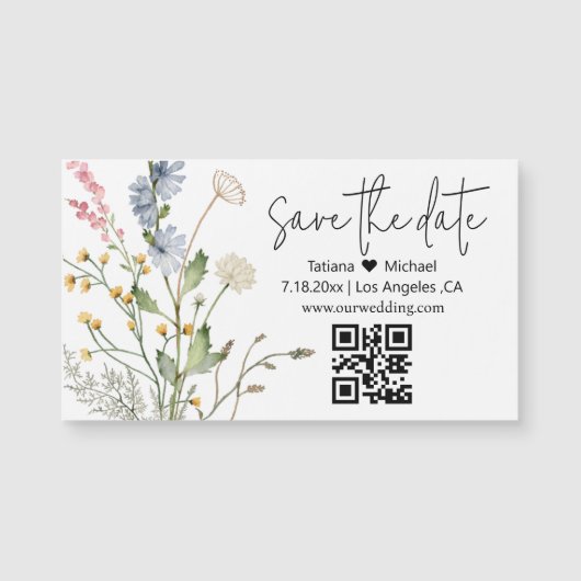 Minimale bloemenQR-code Sla de datummagneet op (Voorkant)