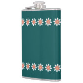 Minimale bloemenrand retro diep Blauwgroen Heupfles (Links)