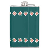 Minimale bloemenrand retro diep Blauwgroen Heupfles (Achterkant)