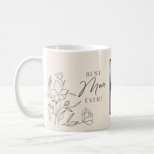 Minimale bloemenscript in lijnen koffiemok