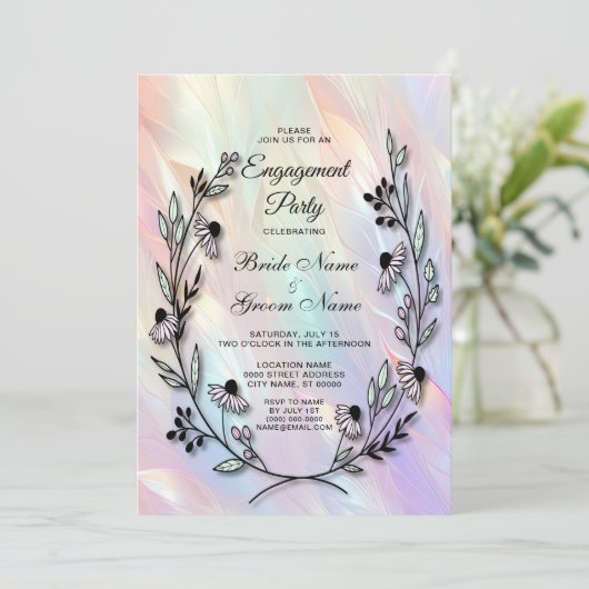 Minimale bloemenuitnodiging Verloving Kaart (Staand voorkant)