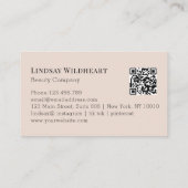 Minimale bloemige beige-roze botanische QR-code Visitekaartje (Achterkant)