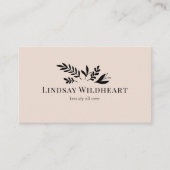 Minimale bloemige beige-roze botanische QR-code Visitekaartje (Voorkant)