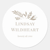 Minimale bloemige witte botanische  ronde sticker (Voorkant)