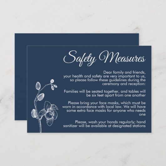 Minimale bloemorchideeën moderne veiligheidsmaatre informatiekaartje (Voorkant / Achterkant)