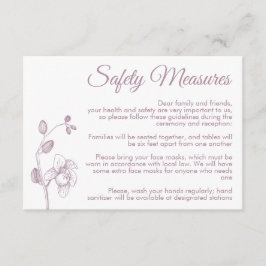 Minimale bloemorchideeën moderne veiligheidsmaatre informatiekaartje