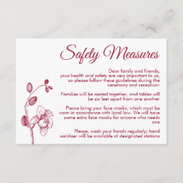 Minimale bloemorchideeën moderne veiligheidsmaatre informatiekaartje