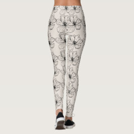 Minimale bloemrijke lijnkunstleggings leggings