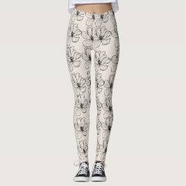 Minimale bloemrijke lijnkunstleggings leggings