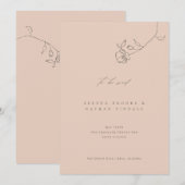 Minimale blos roze delicate bloemen bruiloft uitno aankondiging (Voorkant / Achterkant)