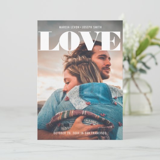 Minimale blote foto save the date (Staand voorkant)