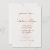 Minimale blozende perzik virtuele bruiloft uitnodi kaart (Voorkant)