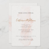 Minimale blozende perzik virtuele bruiloft uitnodi kaart (Voorkant / Achterkant)