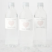 Minimale Blozende Roze Bloemhart Bruiloftsdouche Waterfles Etiket (Flessen)
