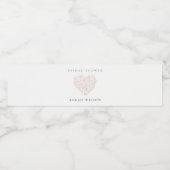 Minimale Blozende Roze Bloemhart Bruiloftsdouche Waterfles Etiket (Enkel label)
