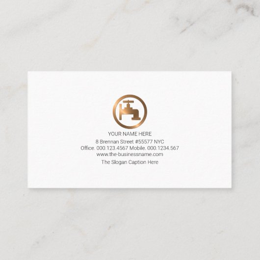 Minimale Blue Box Plumber Visitekaartje (Achterkant)