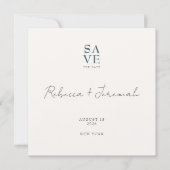 Minimale Blue Grey Sophisticated Script Wedding Save The Date (Voorkant)