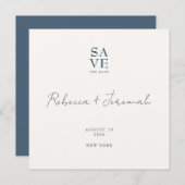 Minimale Blue Grey Sophisticated Script Wedding Save The Date (Voorkant / Achterkant)