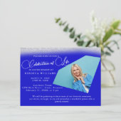 Minimale Blue Photo Celebration of Life Kaart (Staand voorkant)