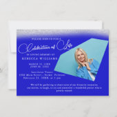 Minimale Blue Photo Celebration of Life Kaart (Voorkant)