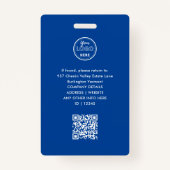 Minimale Blue Professional Photo Medewerker Person Badge (Achterkant)