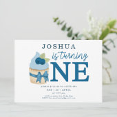 Minimale Blueberry Cupcake First Birthday Kaart (Staand voorkant)