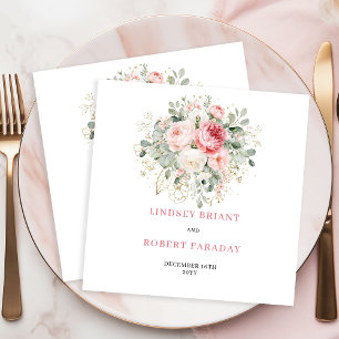 Minimale Blush Bloemige Eucalyptus Gouden Trouwser Servet
