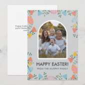 Minimale Blush Boog Bloemachtige Paasfamiliefoto Feestdagenkaart (Voorkant / Achterkant)