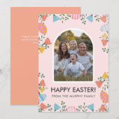 Minimale Blush Boog Bloemige Paasfamiliefoto Feestdagenkaart (Voorkant / Achterkant)