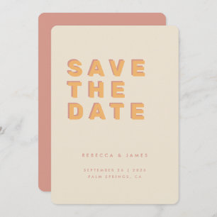 Minimale Blush crème 70s Retro Vintage Wedding Save The Date