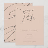 Minimale Blush Delicate Fijne Kunst Bloemige Bruil Save The Date (Voorkant / Achterkant)