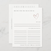 Minimale Blush Hart Bruiloft Feest Recept Verzoek Briefkaart (Voorkant / Achterkant)
