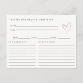 Minimale Blush Hart Bruiloftsshow Recept Verzoek Briefkaart (Voorkant)