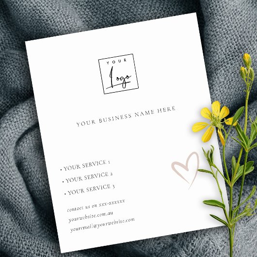 Minimale Blush Heart Kraft Business Service Logo Flyer