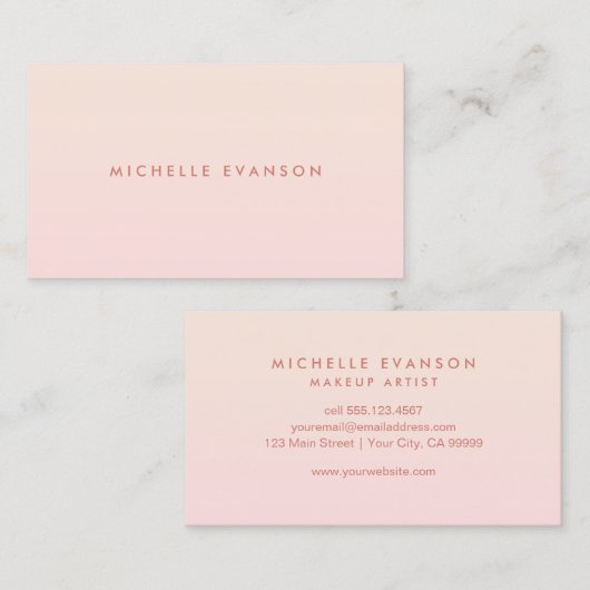 Minimale Blush Peach Gradiënt afbeelding Visitekaartje (Voorkant / Achterkant)