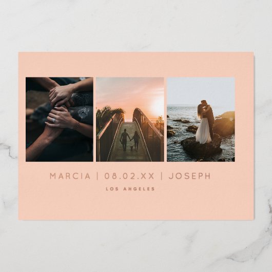 Minimale Blush Photo Save the Date Folie Uitnodiging (Voorkant)
