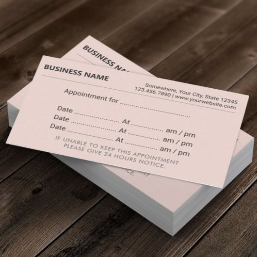 Minimale Blush Pink Appointherinnering Afsprakenkaartje