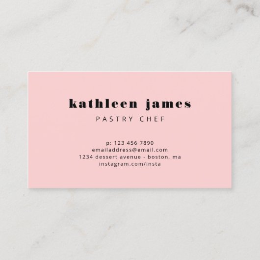 Minimale Blush Pink Balloon Wisk Chef Visitekaartje (Achterkant)